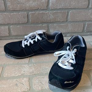 Eddie Bauer Women’s Black Lace Up Low Top Suede Trim Sneakers